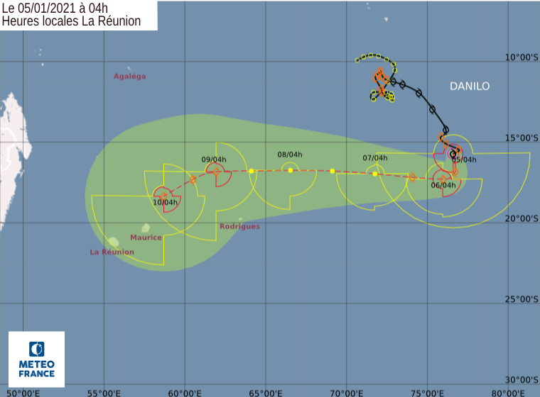 La forte tempête tropicale Danilo: Une reprise de la trajectoire vers les Mascareignes pas exclue