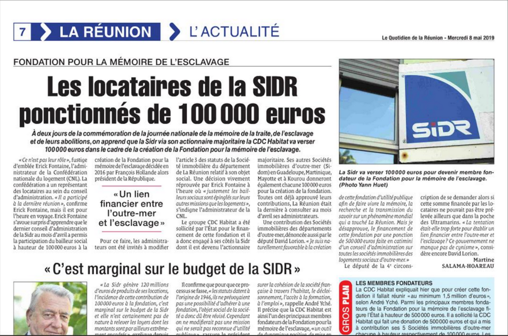 Pierrot Dupuy - Quand l'argent des locataires de la SIDR sert à financer les salaires exorbitants de la Fondation pour la Mémoire de l'Esclavage à Paris