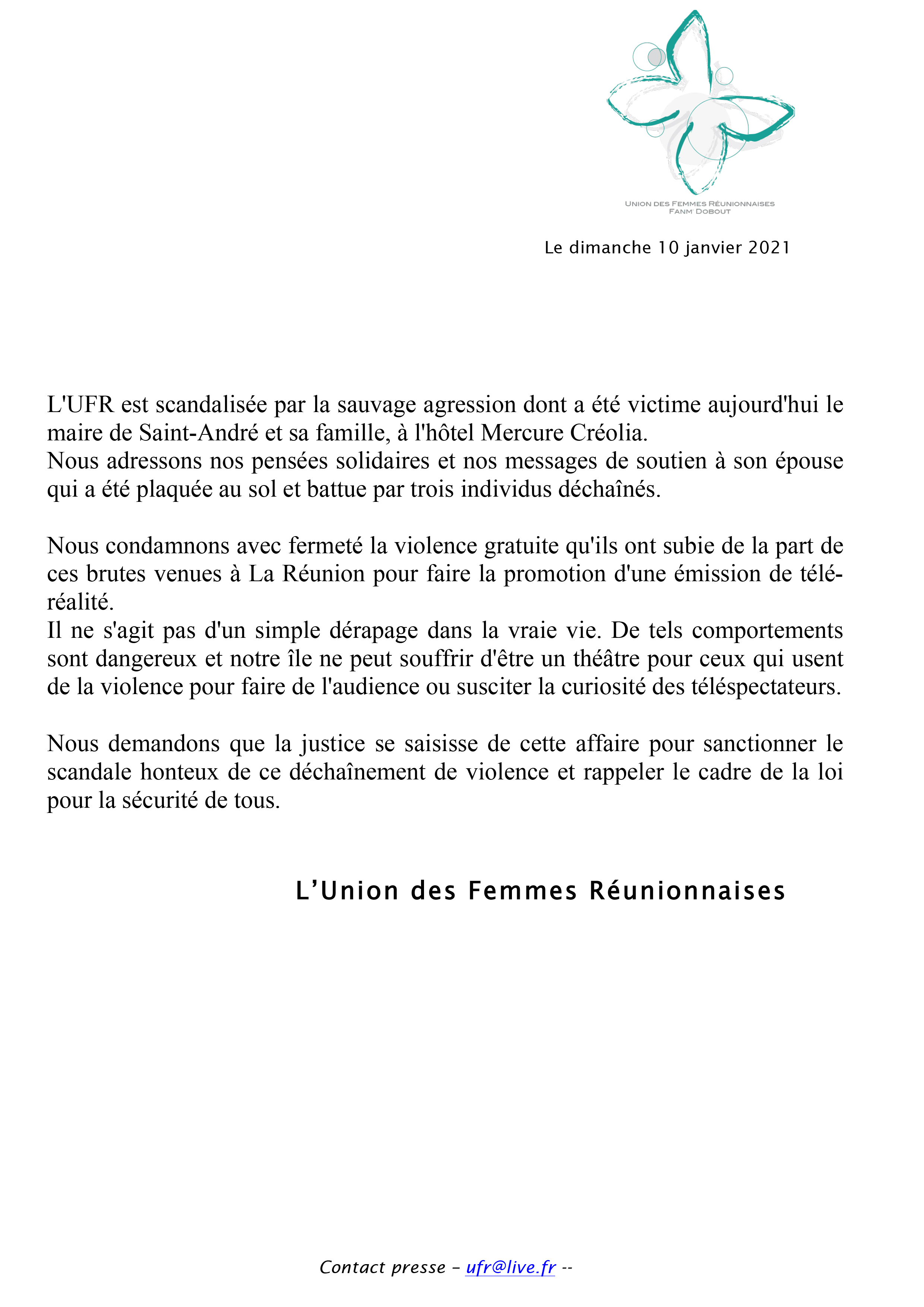 L’UFR condamne les violences contre Joé Bédier et sa famille