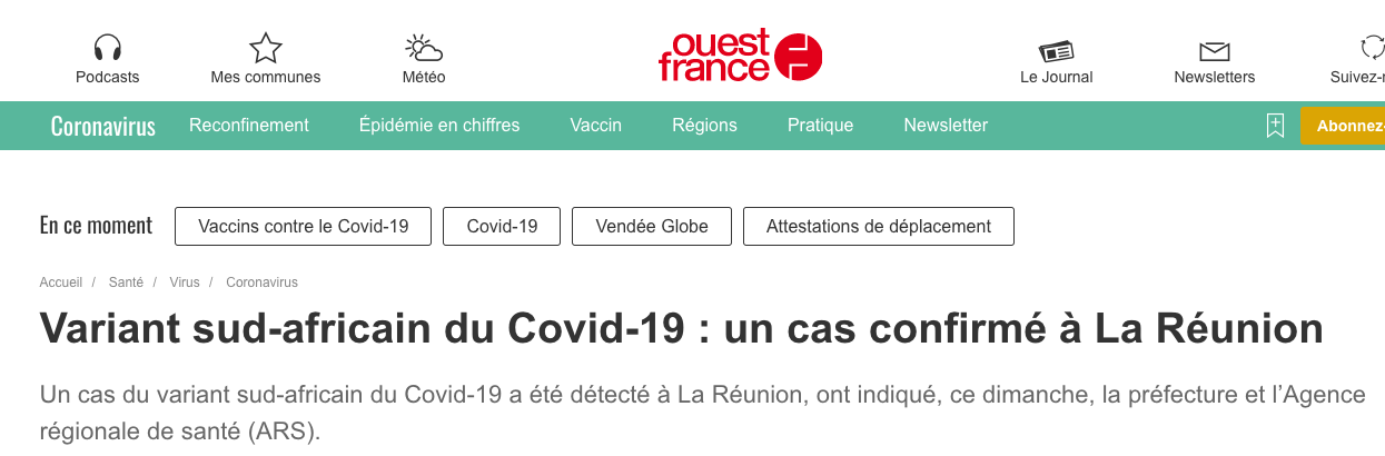 Pierrot Dupuy - Après avoir été l'île aux requins, La Réunion désormais cataloguée d'île au variant sud-africain