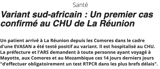 Pierrot Dupuy - Après avoir été l'île aux requins, La Réunion désormais cataloguée d'île au variant sud-africain