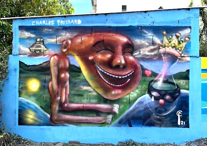 Une œuvre de street art recouverte d'un tag raciste à St-Gilles