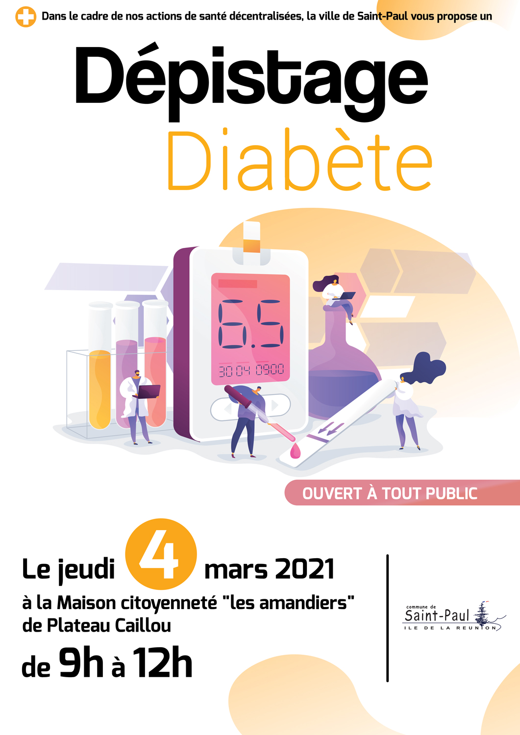 Un dépistage du diabète organisé le jeudi 4 mars à Plateau Caillou