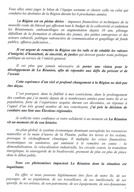 Huguette Bello officialise sa candidature aux Régionales