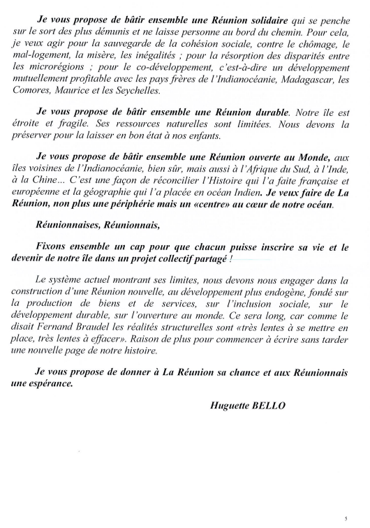 Huguette Bello officialise sa candidature aux Régionales