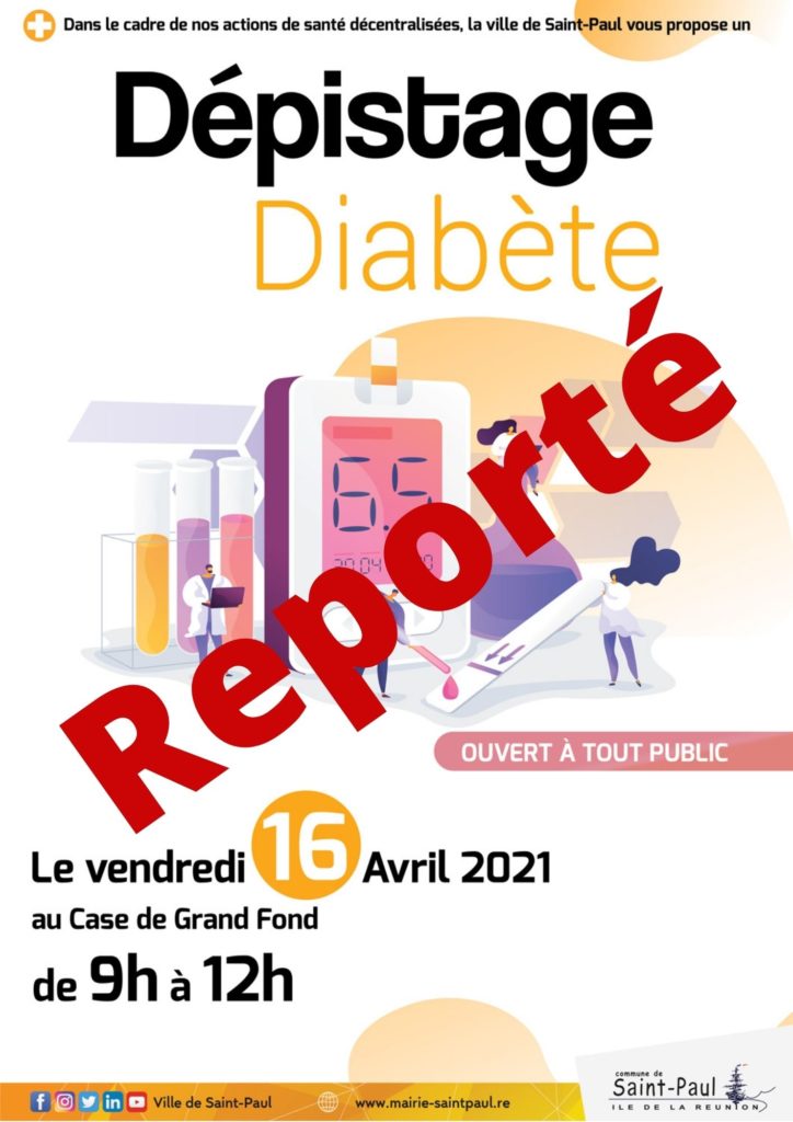 Le dépistage du diabète prévu le 16 avril à Grand Fond est reporté au 7 mai 2021