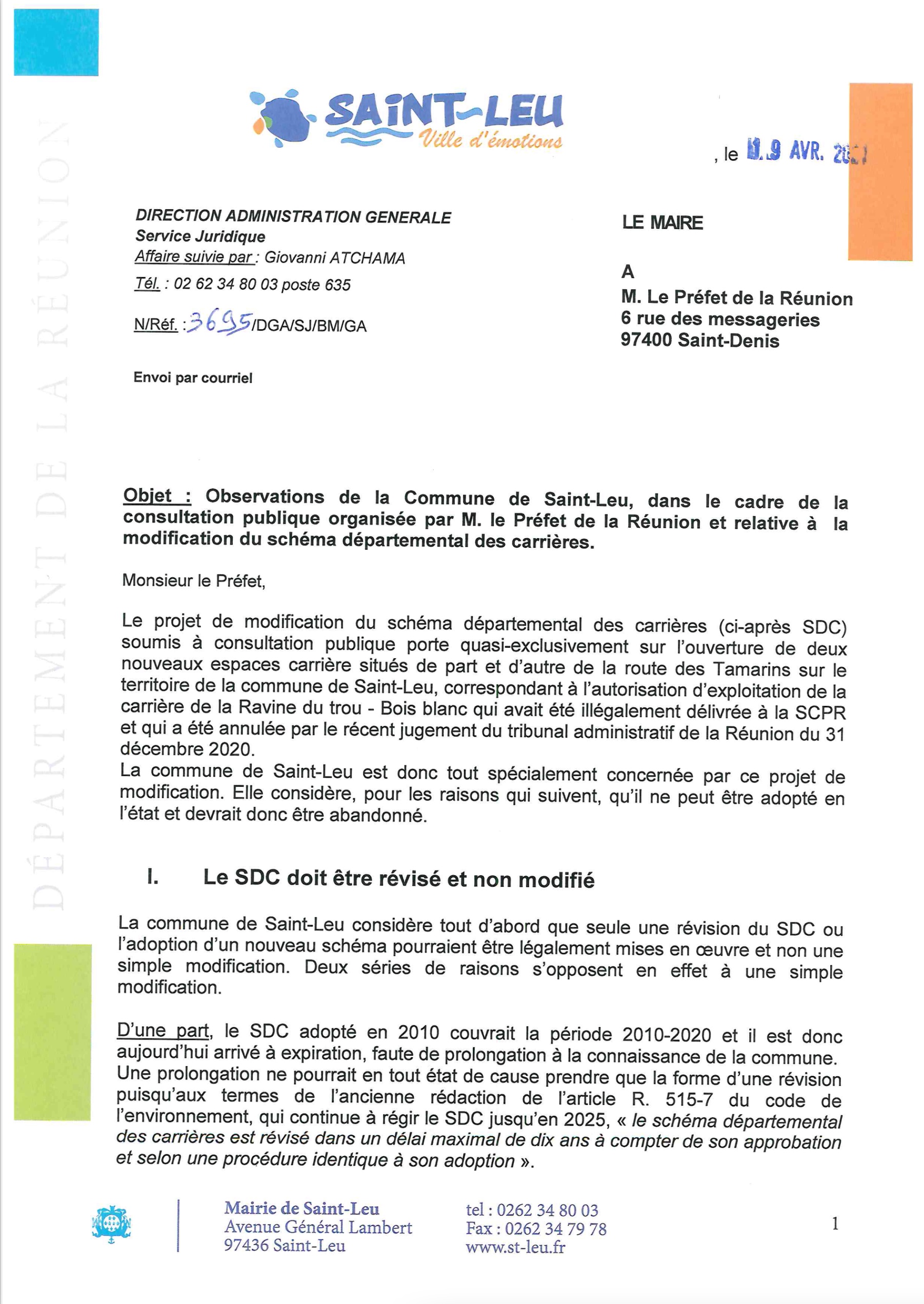 St-Leu confirme son opposition à la carrière de Bois Blanc