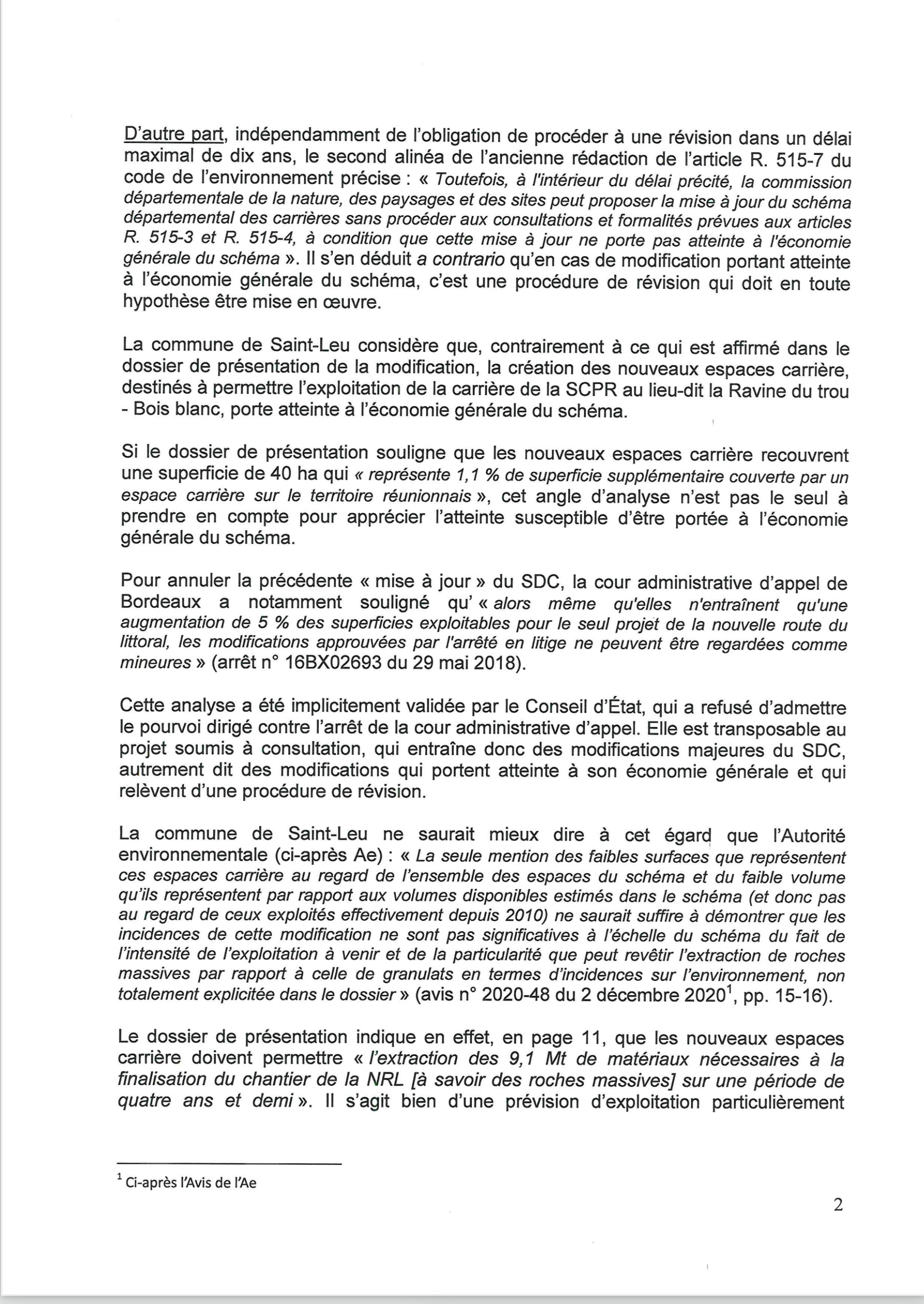 St-Leu confirme son opposition à la carrière de Bois Blanc