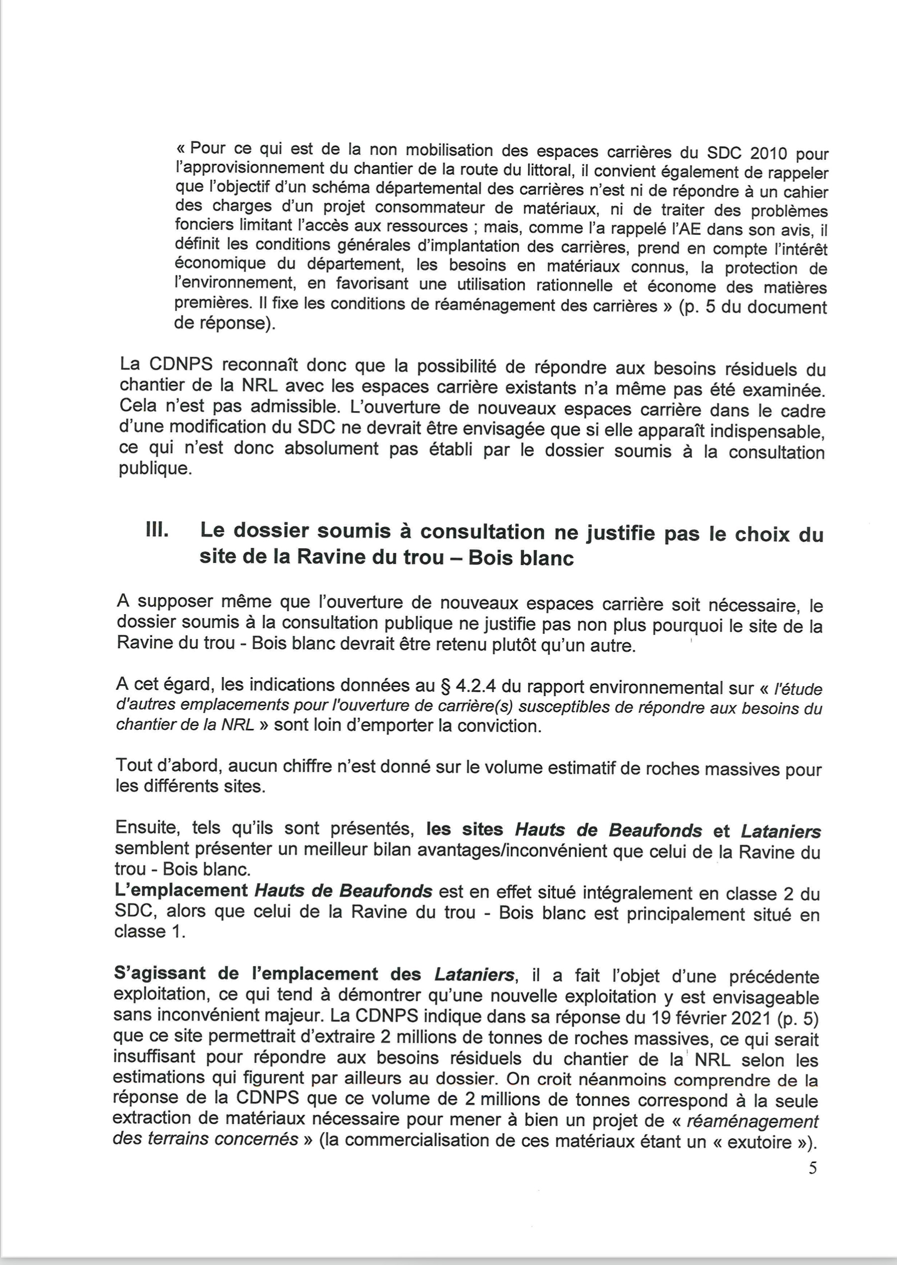 St-Leu confirme son opposition à la carrière de Bois Blanc