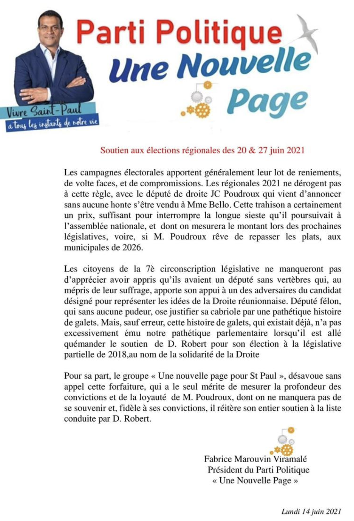 Fabrice Marouvin taille un costard à Jean-Luc Poudroux, le 