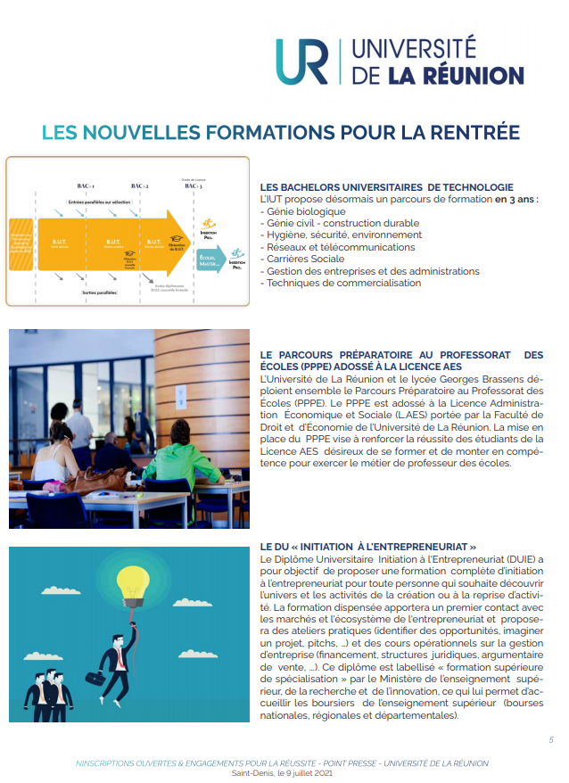 Inscriptions ouvertes à l'Université de La Réunion et engagements pour la réussite des étudiants
