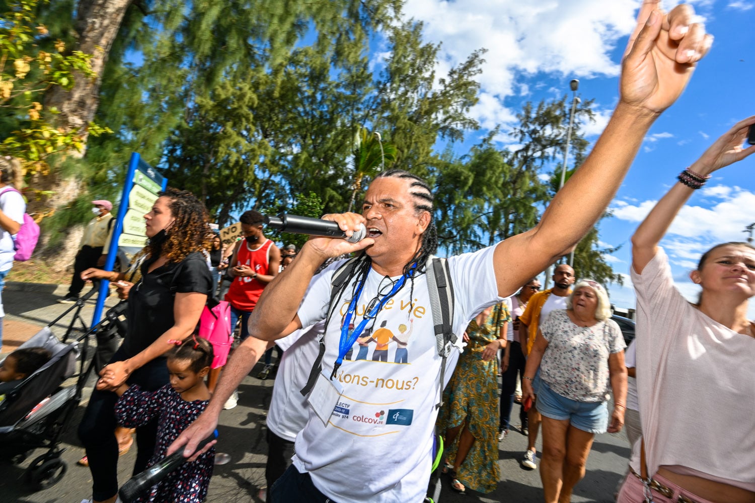 Manifestation contre le Pass sanitaire à Saint-Paul