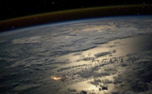 Vue de La Réunion et Maurice depuis la Station spatiale internationale