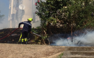Feu de broussailles aux Camélias: Le quartier sous une épaisse fumée blanche