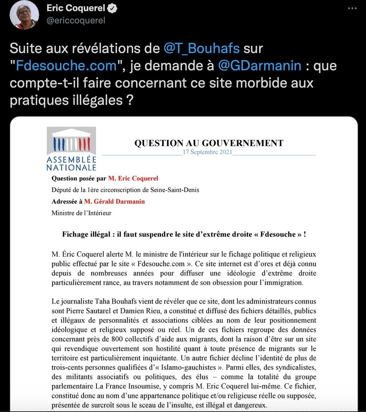 Des politiques réunionnais catalogués islamo-gauchistes sur le site Français de souche