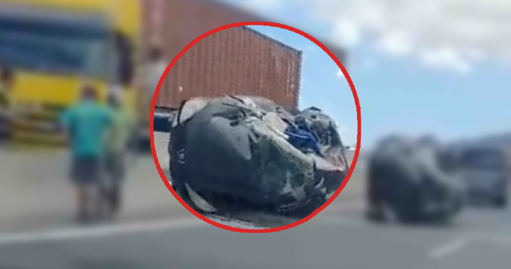Miracle sur la route des Tamarins vu l'état de la voiture percutée