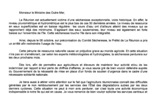Sécheresse: Didier Robert demande la création d'un fonds de soutien d'urgence à Victorin Lurel
