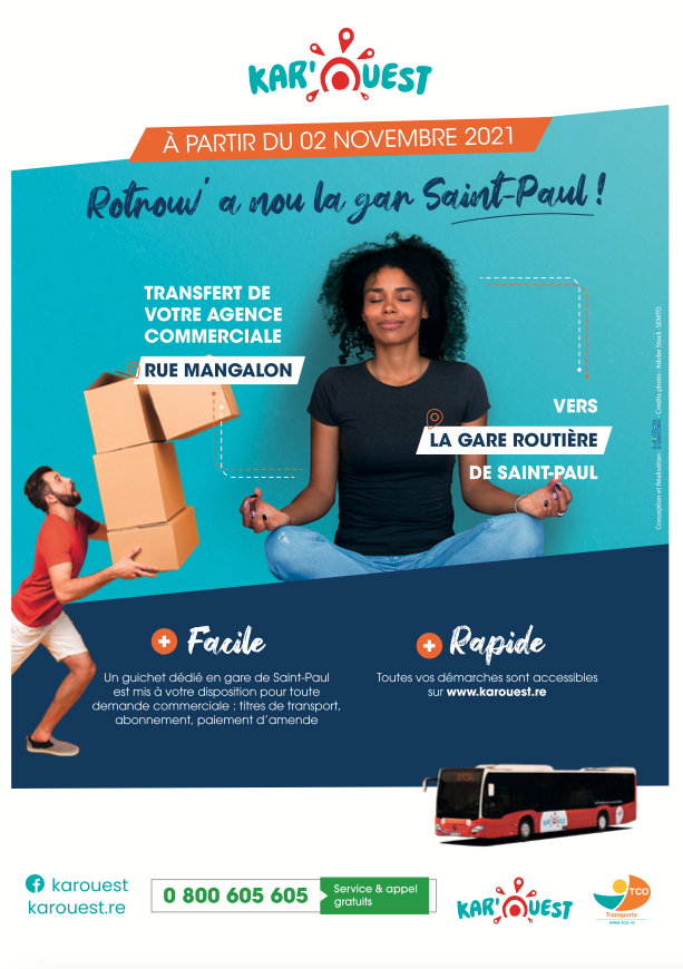 Retrouvez votre agence Kar’Ouest à la gare routière de Saint-Paul !
