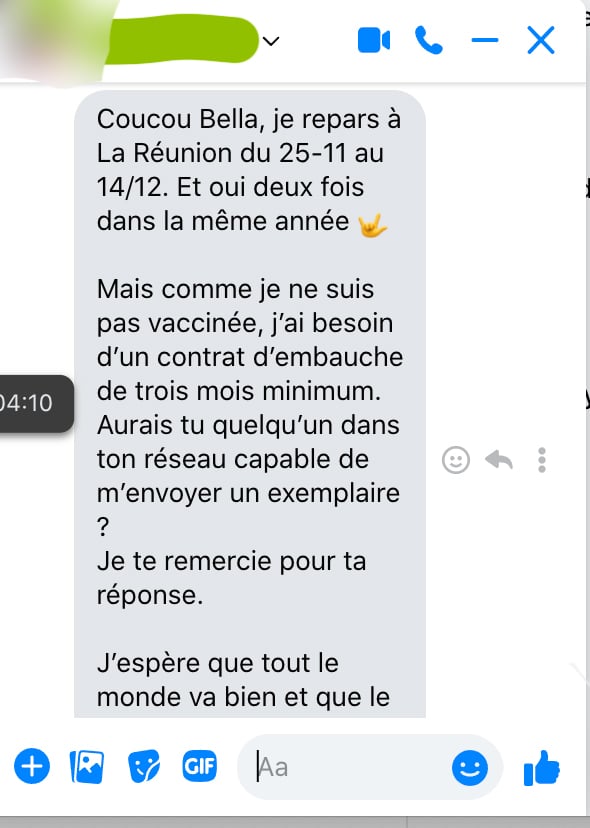 Message à une amie de 20 ans