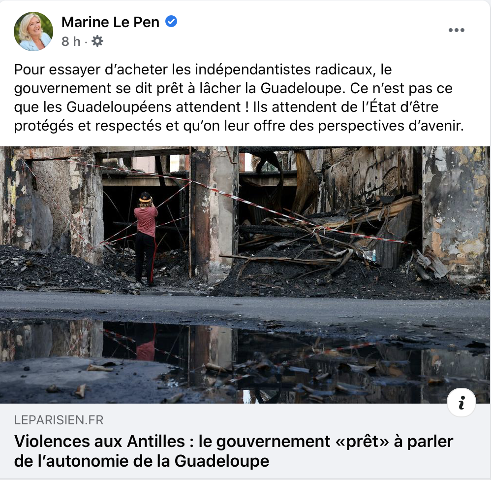 Les réactions des partis politiques nationaux à l'ouverture du débat sur l'autonomie en Guadeloupe