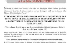 Les détenus de St-Pierre se révoltent à cause d'un repas qui ne convient pas