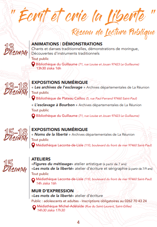 Le programme du 20 desanm à Saint-Paul