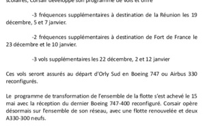 Corsair : Des vols supplémentaires vers La Réunion pendant les fêtes