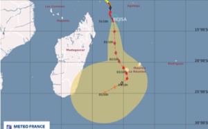 Le cyclone tropical intense Béjisa se situe à 870 km au Nord-Nord-Ouest de La Réunion