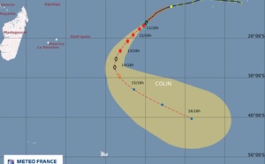 Colin passe au stade de cyclone tropical et se trouve à 2.555 km de la Réunion