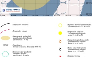 La tempête tropicale modérée Hellen à 1.540 km des côtes réunionnaises