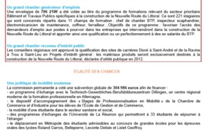 Commission permanente/Région: Carrières et emplois pour la Nouvelle Route du Littoral