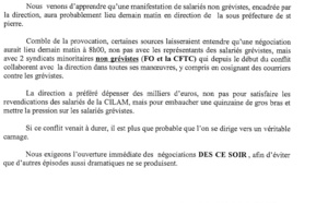 Cilam: Communiqué de la CGTR Sud sur l'attitude de la direction
