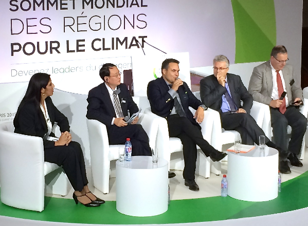 Didier Robert avec Arnold Schwarzanegger au Sommet mondial des régions sur le climat