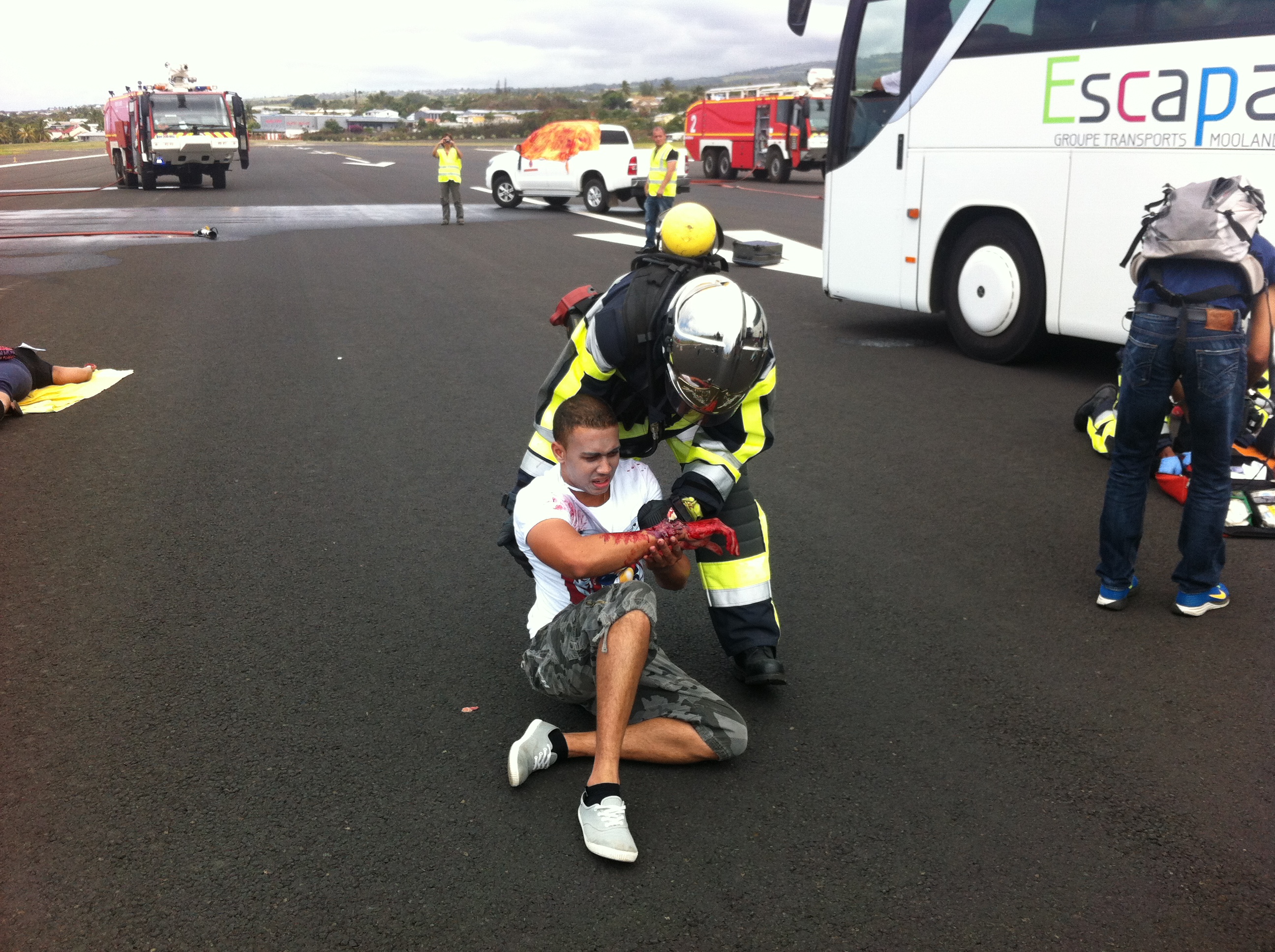 Retour en images de la simulation de crash d'avion à Gillot
