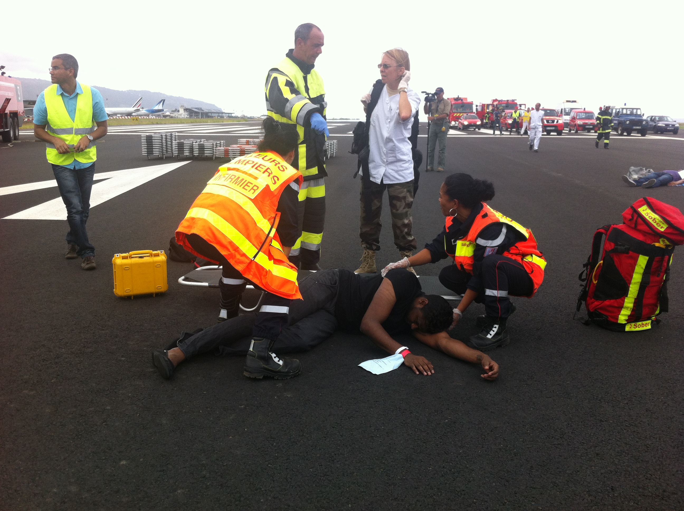 Retour en images de la simulation de crash d'avion à Gillot
