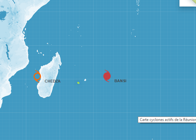 La Réunion coincée entre la nouvelle tempête tropicale Chedza et le cyclone Bansi