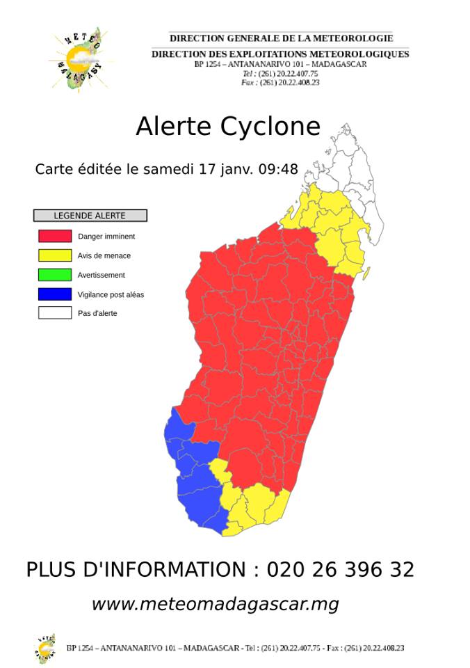 Madagascar: L'alerte cyclonique à son plus haut niveau sur presque tout le territoire