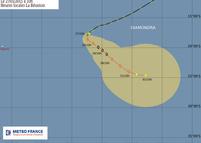 La tempête tropicale modérée Diamondra à 2305 km de la Réunion