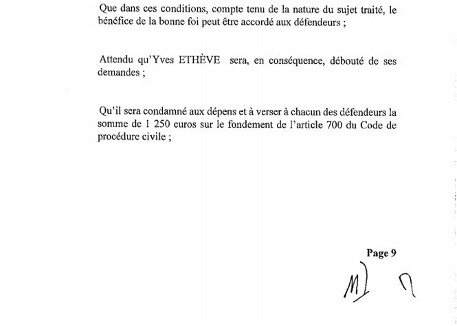 Quand Yves Ethève porte plainte contre Zinfos... et perd !