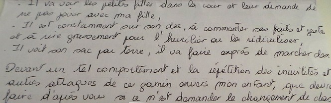 Une élève victime de