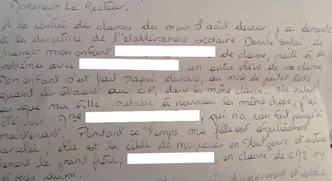 Une élève victime de