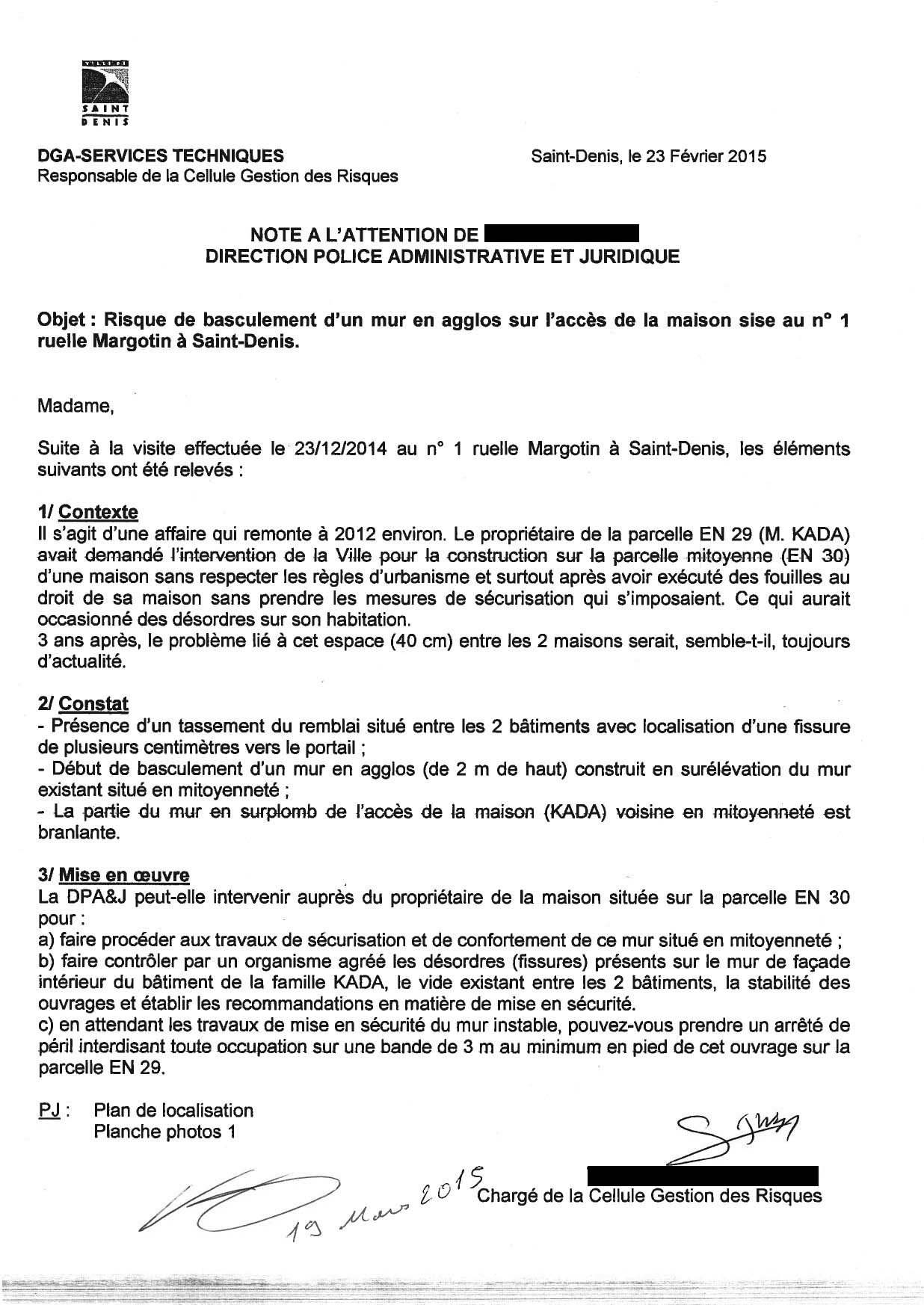 Construction litigieuse à St-Denis: Un agent de la mairie demande un arrêté de péril