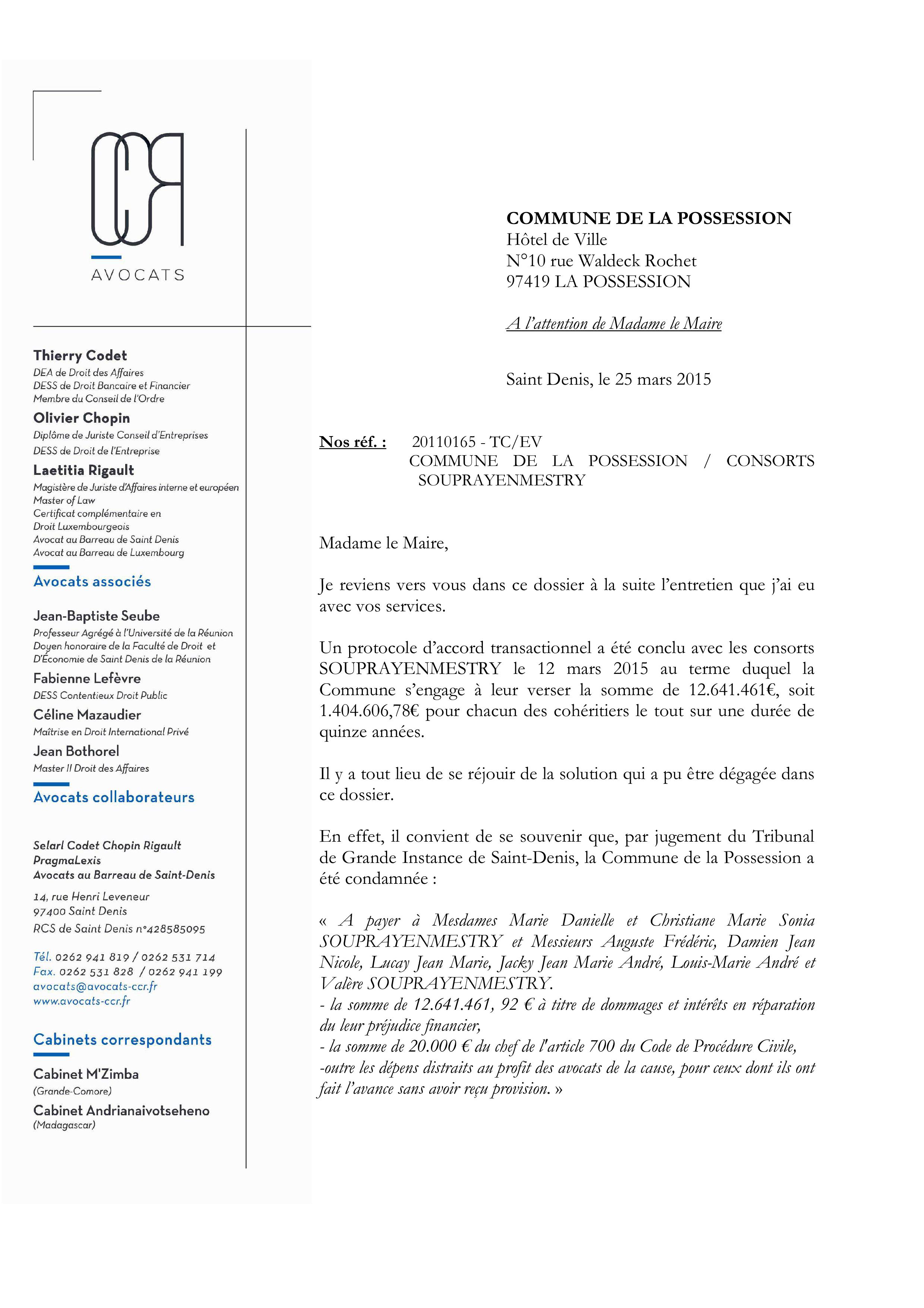 Affaire Souprayenmestry: La mairie de La Possession a fait le bon choix