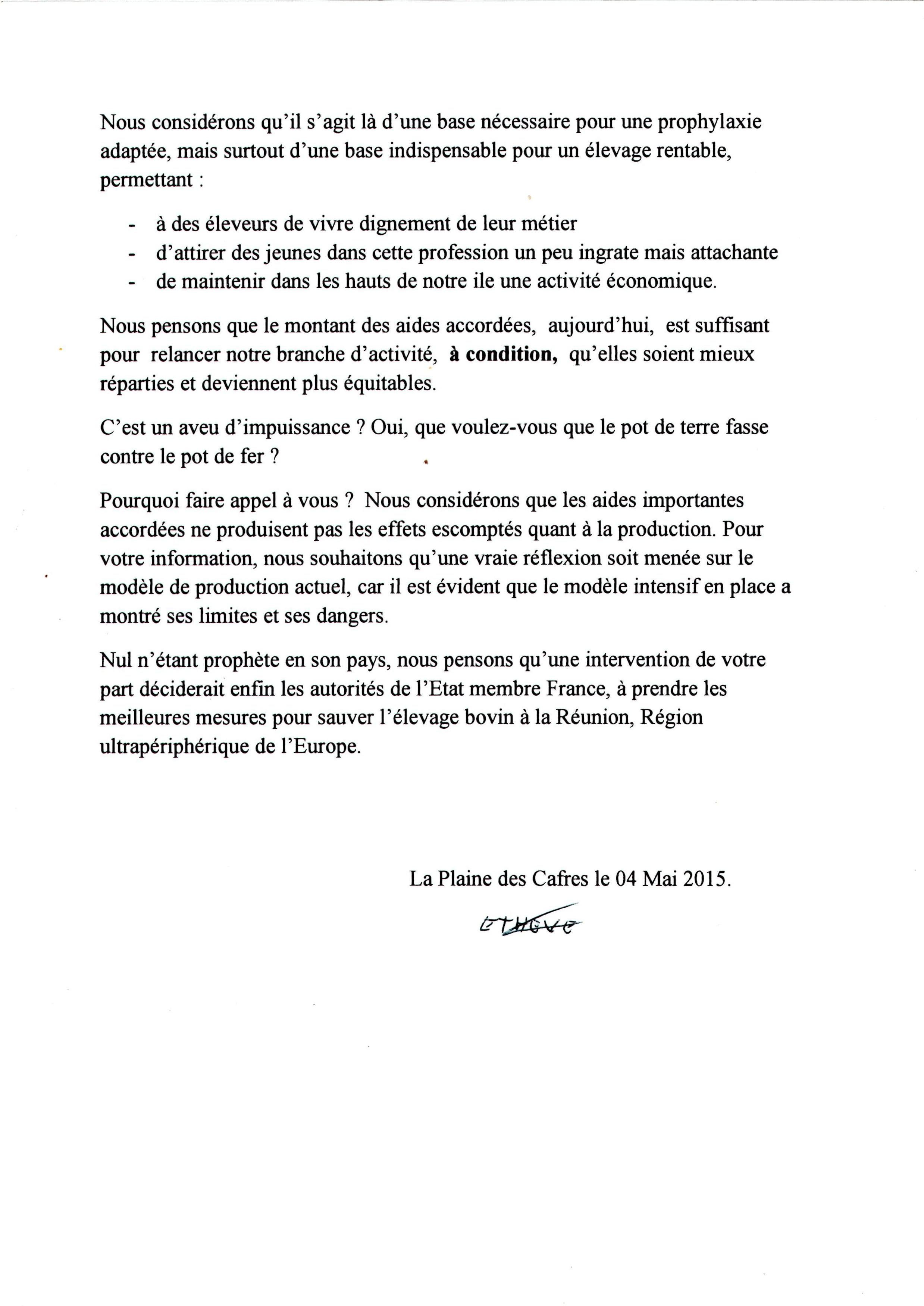 Les éleveurs laitiers en difficulté s'adressent à la commissaire européenne