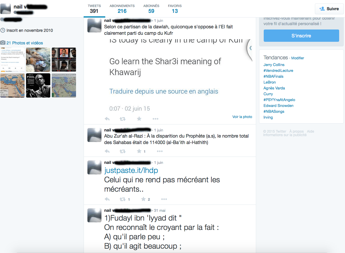 La photo de Nail V., le Réunionnais soupçonné d'être un recruteur djihadiste