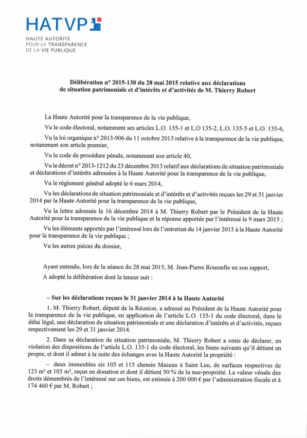 Ce que reproche la Haute autorité à Thierry Robert