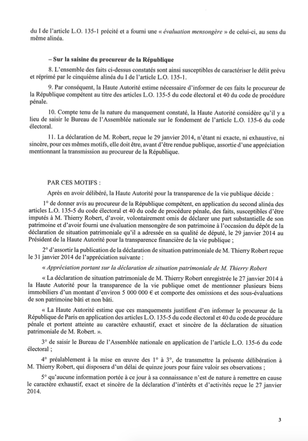 Ce que reproche la Haute autorité à Thierry Robert