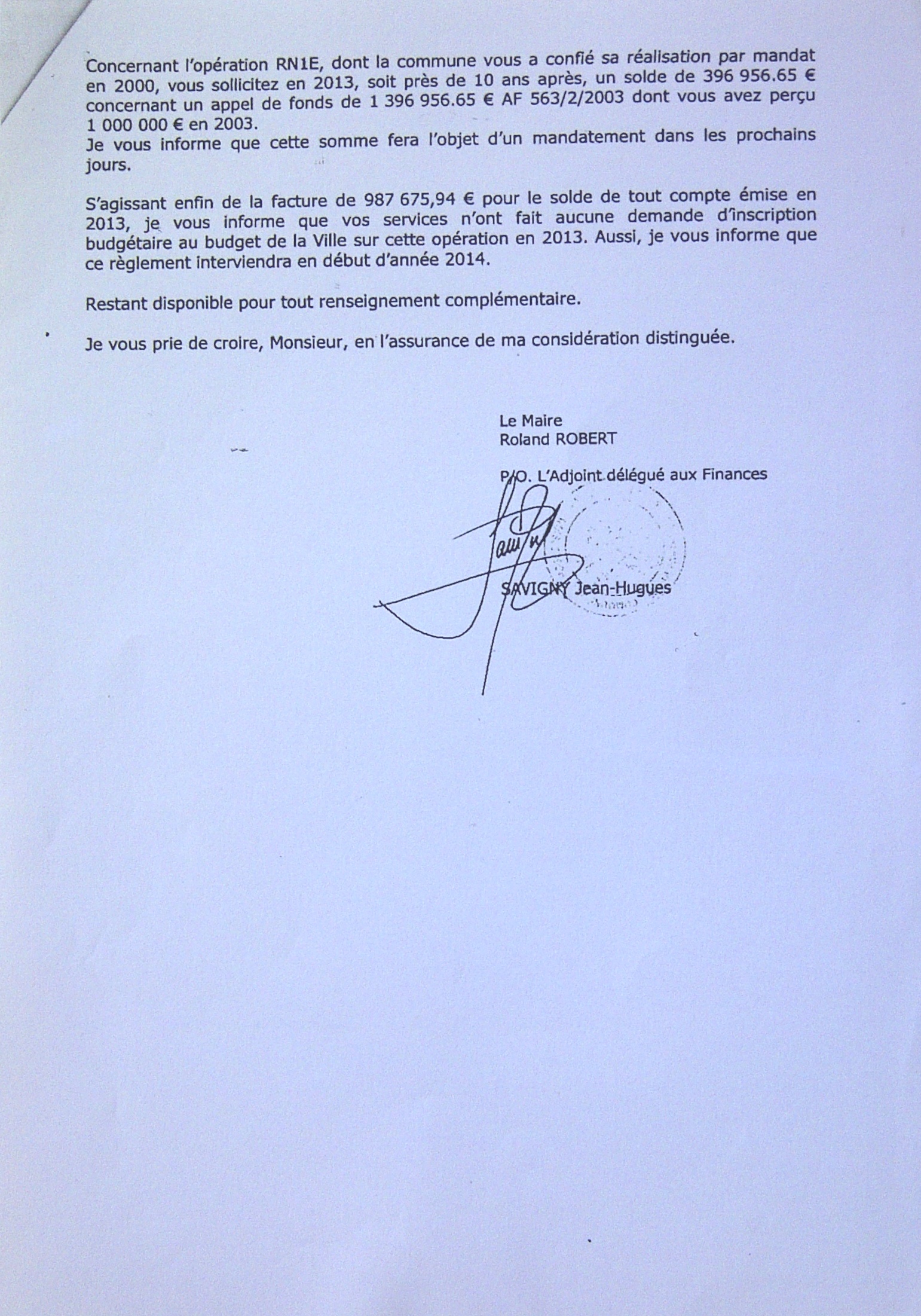 J-H.Savigny: Observations sur le Compte administratif 2014 de La Possession