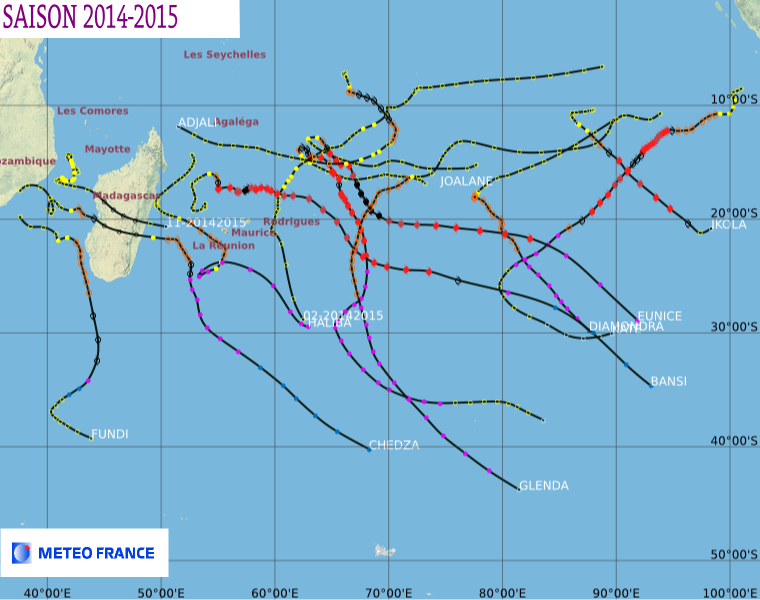 Bilan cyclonique: Le 1er trimestre 2015 marqué par des cyclones très intenses