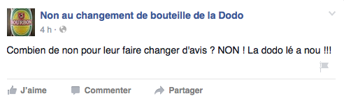 La bouteille de la Dodo pourrait changer, les Réunionnais se mobilisent contre sur Facebook
